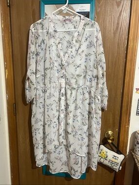 Mauve Floral Sheer Blouse in Ivory, Lavender and Olive